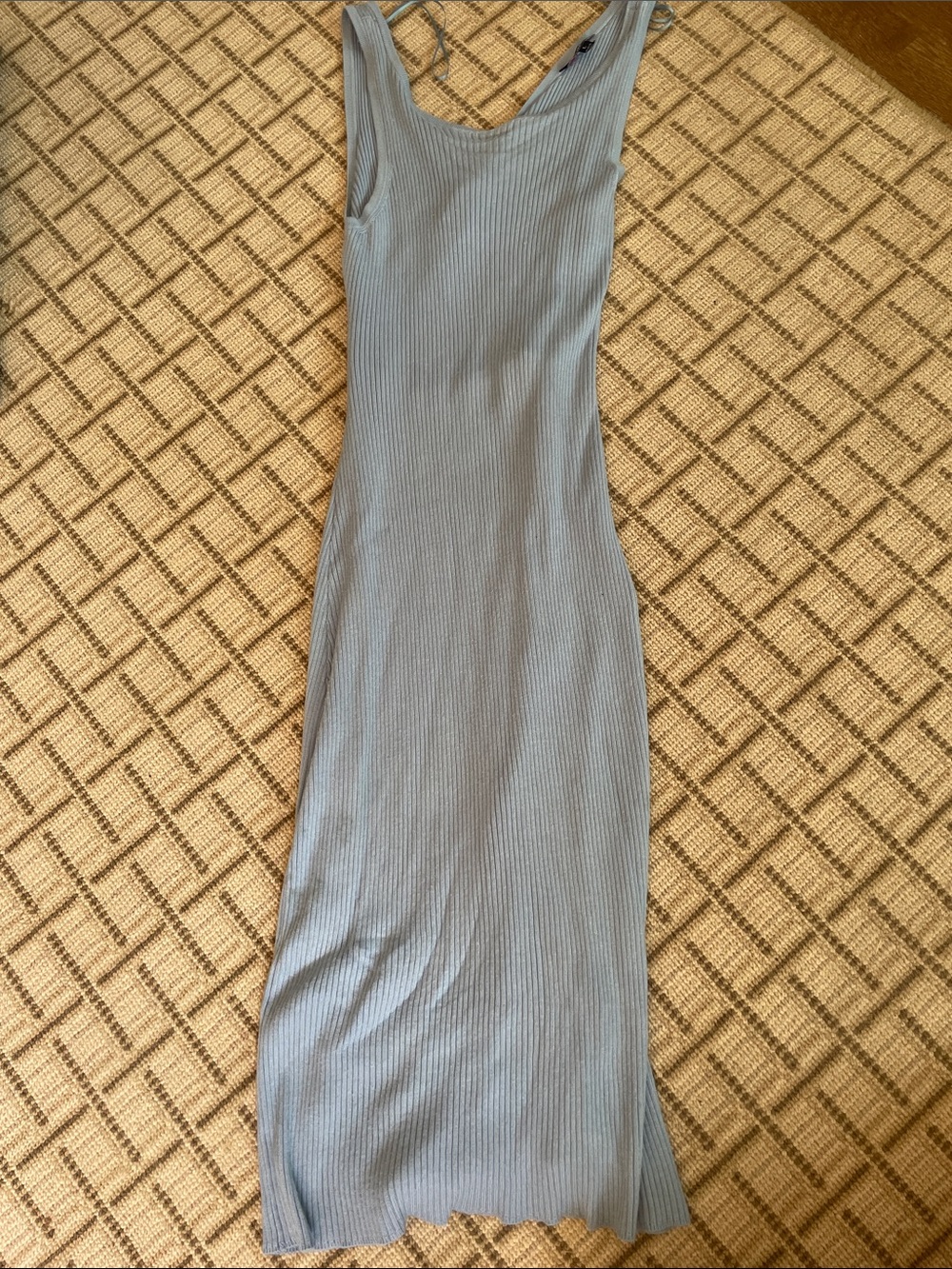Freshman Ribbed Tank Maxi Dress in Light Blue